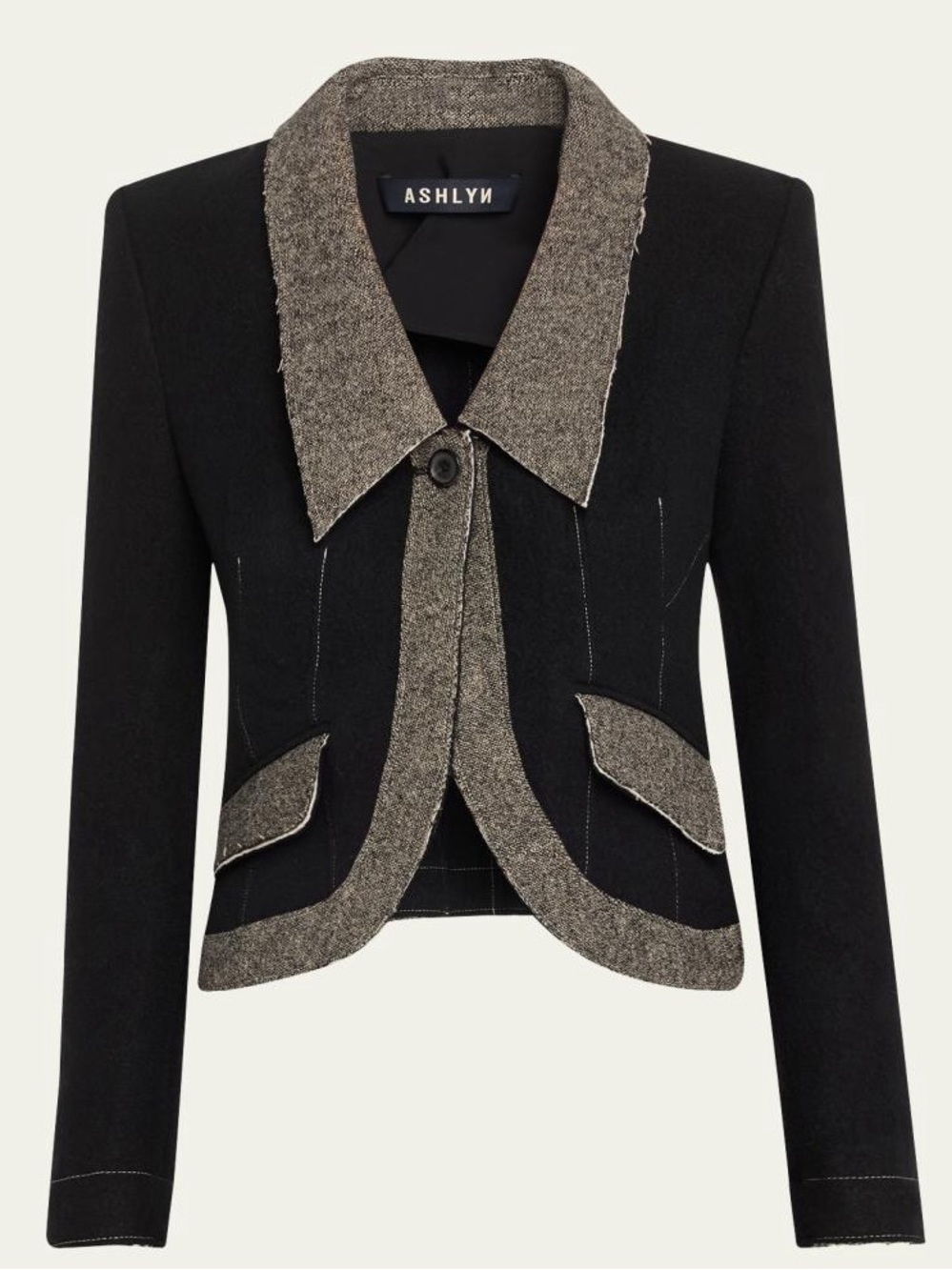 ASHLYN Davina Tweed-Trim Wool Melton Jacket